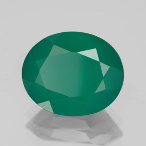 3.97 ct Green Agate Stone, Natural Agate in Oval Facet Shape for Sale