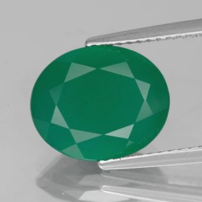 3.80 ct Green Agate Gemstone, Agate Gem in Oval Facet Shape for Sale.