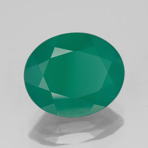 3.96 ct Green Agate Stone, Natural Agate in Oval Facet Shape for Sale