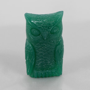 31.38 ct Green Agate Gemstone, Agate Gem in Carved Owl Shape for Sale.