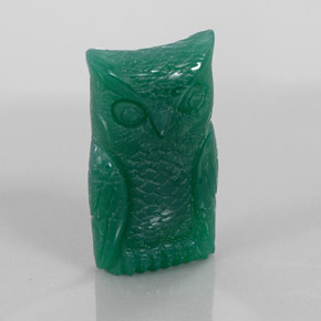 31.38 ct Green Agate Stone, Natural Agate in Carved Owl Shape for Sale