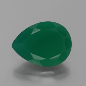 Verde intenso medio Ágata Gema - 7.5ct Corte en forma de pera (ID: 372567)
