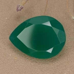 7.18 ct Green Agate Stone, Natural Agate in Pear Facet Shape for Sale