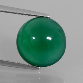 6.11 ct Green Agate Gemstone, Agate Gem in Round Cabochon Shape for Sale.