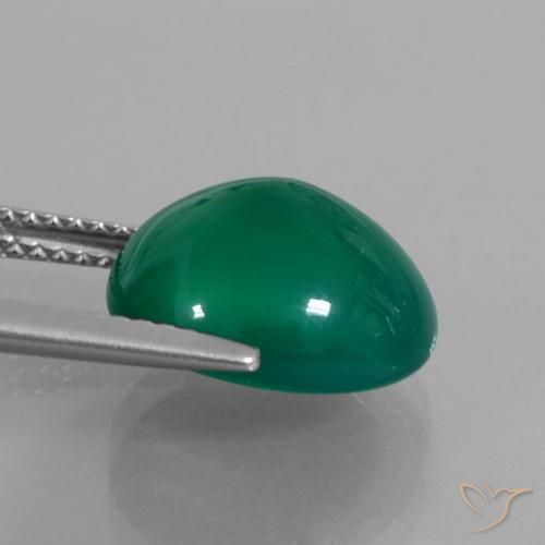 Agate Gemstone in 12.2 x 10.9 mm Size for Sale, Agate Stone in Forest Green Color