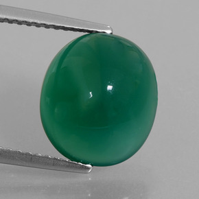 5.78 ct Green Agate Gemstone, Agate Gem in Oval Cabochon Shape for Sale.