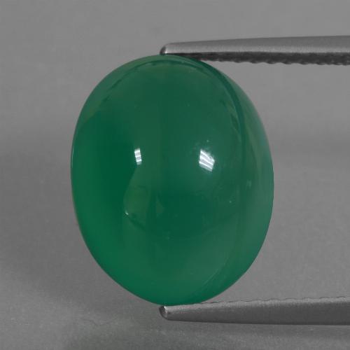 Warm Green Agate Gem - 6.8ct Oval Cabochon (ID: 426216)
