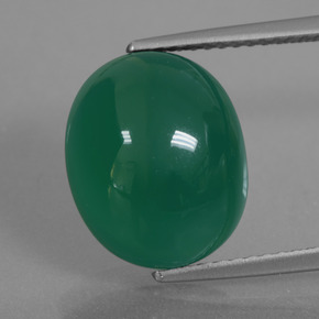 Verde intenso medio Ágata Gema - 7.7ct Cabujón Óvalo (ID: 426220)