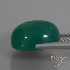 Agate Gemstone in 12.1 x 11.4 mm Size for Sale, Agate Stone in Medium Green Color