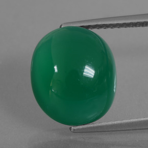 6.52 ct Green Agate Gemstone, Agate Gem in Oval Cabochon Shape for Sale.