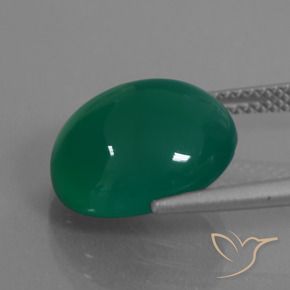 Agate Gemstone in 13.4 x 12 mm Size for Sale, Agate Stone in Forest Green Color