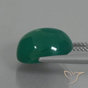 Agate Gemstone in 12.7 x 12 mm Size for Sale, Agate Stone in Medium Green Color
