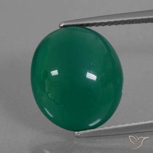 6.42ct Natural Medium Deep Green Agate, Oval, Translucent