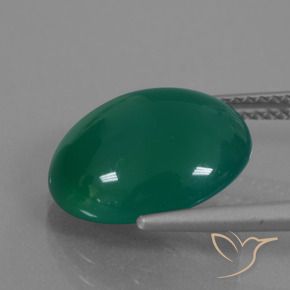Agate Gemstone in 14 x 12 mm (calibrated) Size for Sale, Agate Stone in Medium Deep Green Color