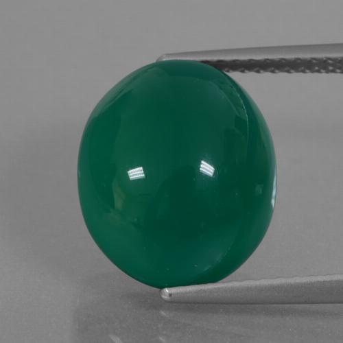 Medium Dark Green Agate Gem - 7.1ct Oval Cabochon (ID: 426249)