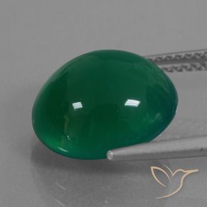 Agate Gemstone in 12.9 x 11.9 mm Size for Sale, Agate Stone in Medium Green Color