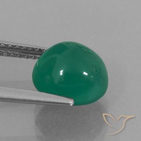 Agate Gemstone in 8.9 x 8.2 mm Size for Sale, Agate Stone in Medium Green Color