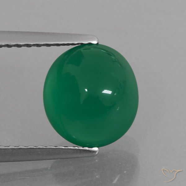 3.09ct Natural Medium Green Agate, Oval, Translucent
