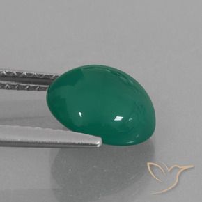 Agate Gemstone in 9.3 x 8.5 mm Size for Sale, Agate Stone in Medium Green Color