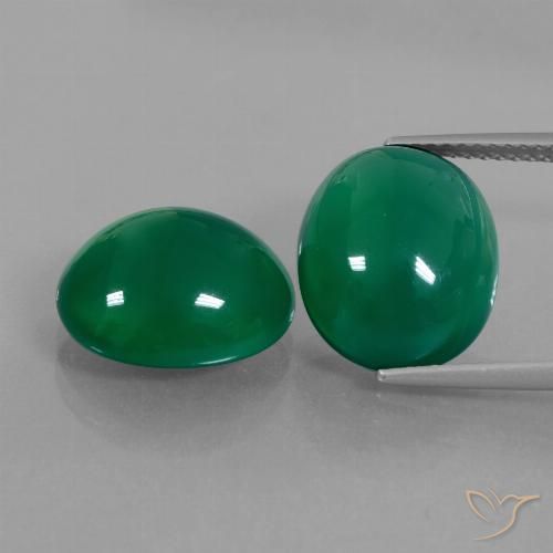 14.02 ct Green Agate, 13.4 x 11.4 mm Oval Cut From India, Photo A