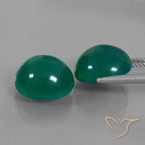 Agate Gemstones in 12.6 x 11.5 mm Size for Sale, Agate Stones in Medium Green Color
