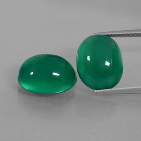 12.08 ctw Green Agate Gemstones, Agate Gems in Oval Cabochon Shape for Sale.