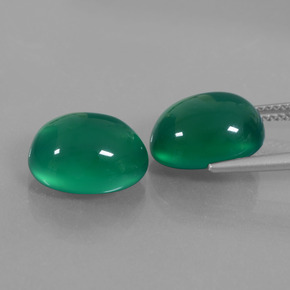 Agate Gemstones in 12.6 x 10.1 mm Size for Sale, Agate Stones in Forest Green Color