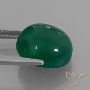 Agate Gemstone in 13 x 12 mm Size for Sale, Agate Stone in Forest Green Color