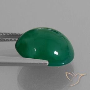 Agate Gemstone in 13.7 x 11.4 mm Size for Sale, Agate Stone in Medium Green Color