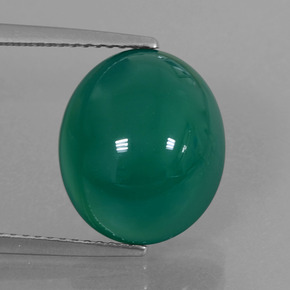 Medium Green Achat Edelstein - 7.6ct Oval Cabochon (ID: 426285)