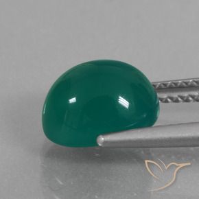 Agate Gemstone in 9.3 x 7.5 mm Size for Sale, Agate Stone in Medium Green Color