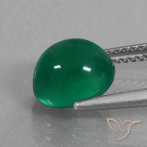 Agate Gemstone in 8.9 x 8.2 mm Size for Sale, Agate Stone in Forest Green Color