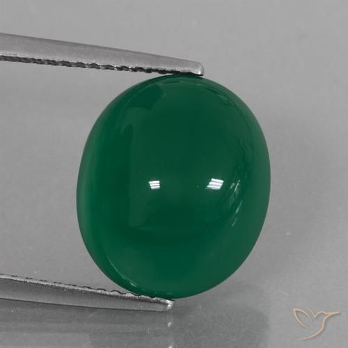 7.44 ct Green Agate, 13.3 x 11.3 mm Oval Cut From India, Photo A