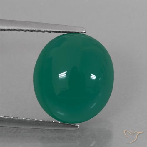 6.3 ct Green Agate, 12.7 x 11.2 mm Oval Cut From India, Photo A
