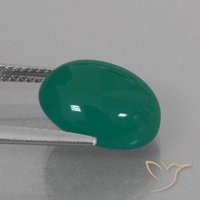 Agate Gemstone in 13 x 11 mm (calibrated) Size for Sale, Agate Stone in Medium Green Color