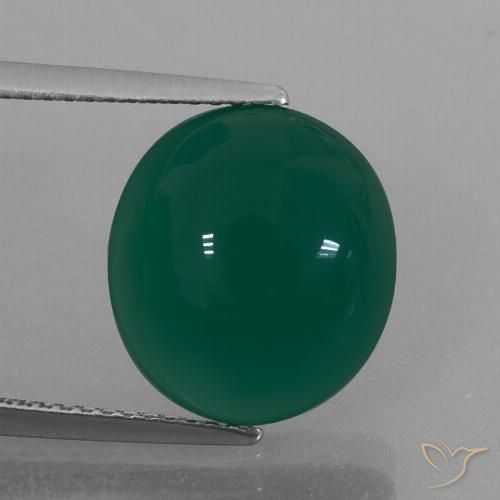 7.17ct Natural Medium Dark Green Agate, Oval, Translucent
