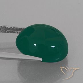 Agate Gemstone in 13.2 x 11.9 mm Size for Sale, Agate Stone in Medium Dark Green Color