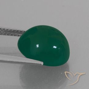 Agate Gemstone in 12.2 x 10.9 mm Size for Sale, Agate Stone in Medium Dark Green Color