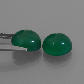Agate Gemstones in 8.9 x 7.6 mm Size for Sale, Agate Stones in Medium Green Color