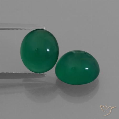 5.53 ct Green Agate, 9.2 x 8.3 mm Oval Cut From India, Photo A