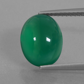 3.62 ct Green Agate Gemstone, Agate Gem in Oval Cabochon Shape for Sale.