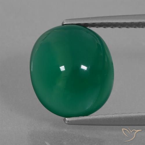 Forest Green Agate Gem - 4ct Oval Cabochon (ID: 426338)