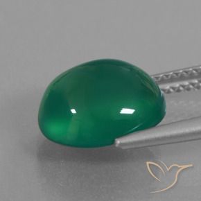 Agate Gemstone in 10.7 x 9.3 mm Size for Sale, Agate Stone in Forest Green Color