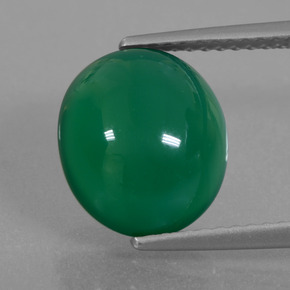 4.31 ct Green Agate Gemstone, Agate Gem in Oval Cabochon Shape for Sale.
