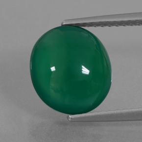 3.82 ct Green Agate Gemstone, Agate Gem in Oval Cabochon Shape for Sale.