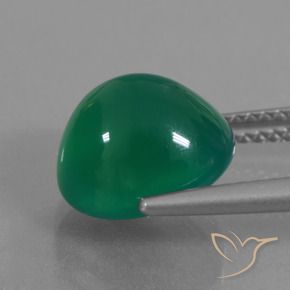 Agate Gemstone in 10.4 x 9.2 mm Size for Sale, Agate Stone in Medium Green Color