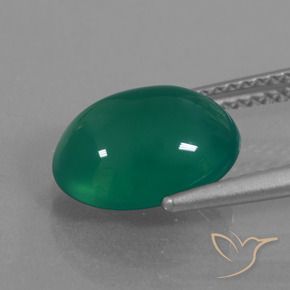 Agate Gemstone in 11 x 9 mm (calibrated) Size for Sale, Agate Stone in Medium Green Color
