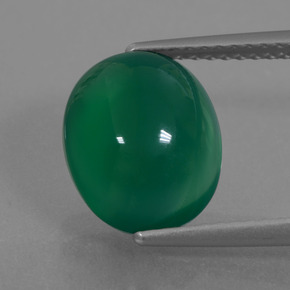 3.76 ct Green Agate Gemstone, Agate Gem in Oval Cabochon Shape for Sale.