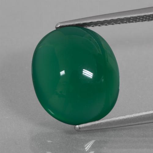 Medium Dark Green Agate Gem - 5.8ct Oval Cabochon (ID: 426349)