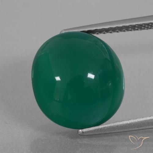 6.90ct Natural Medium Green Agate, Oval, Translucent